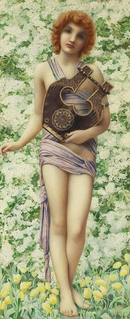 Allegory of Music, vintage artwork by Henry Ryland, 12x8" (A4) Poster