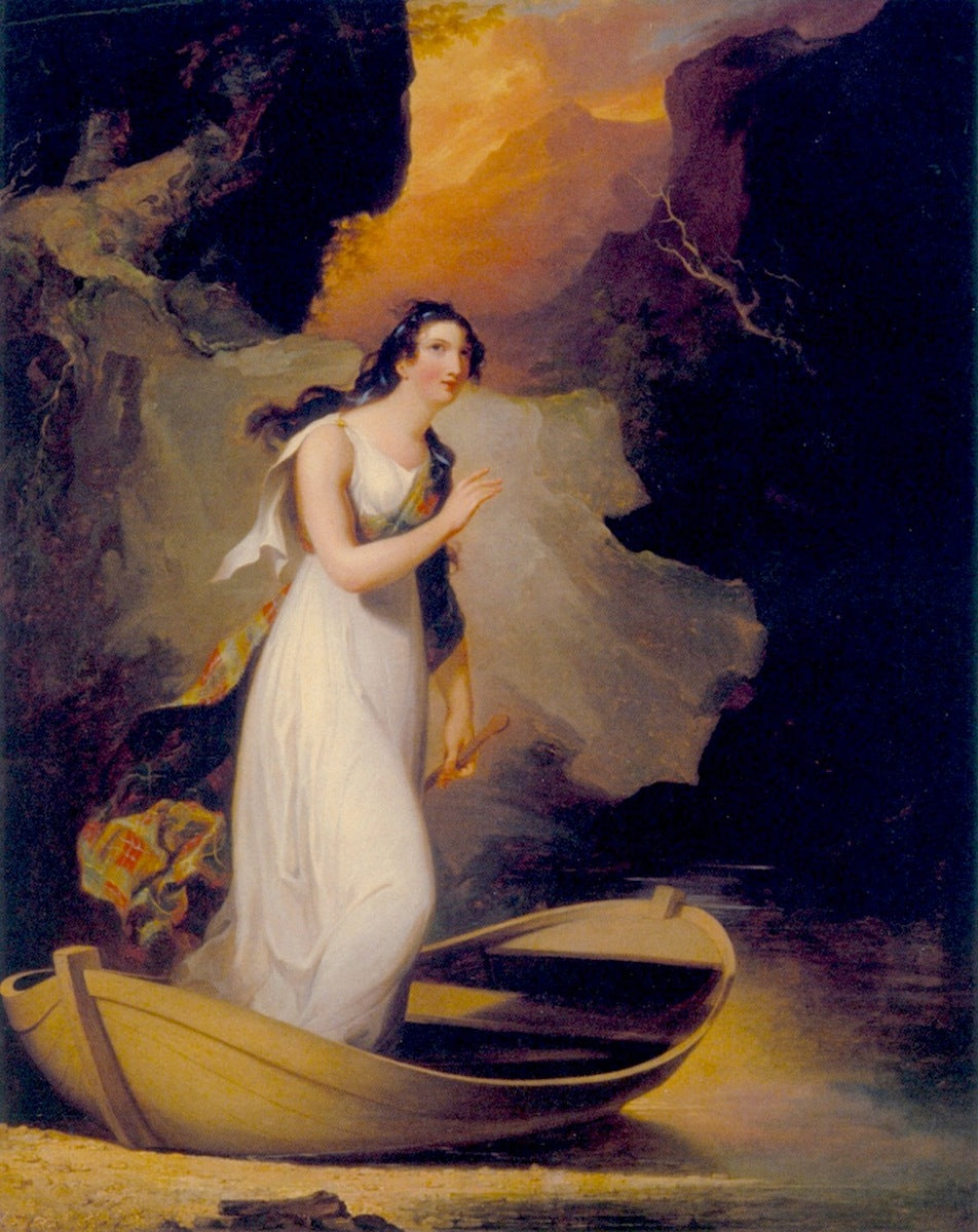 Miss C. Parsons as "The Lady of the Lake", vintage artwork by Thomas Sully, 12x8" (A4) Poster