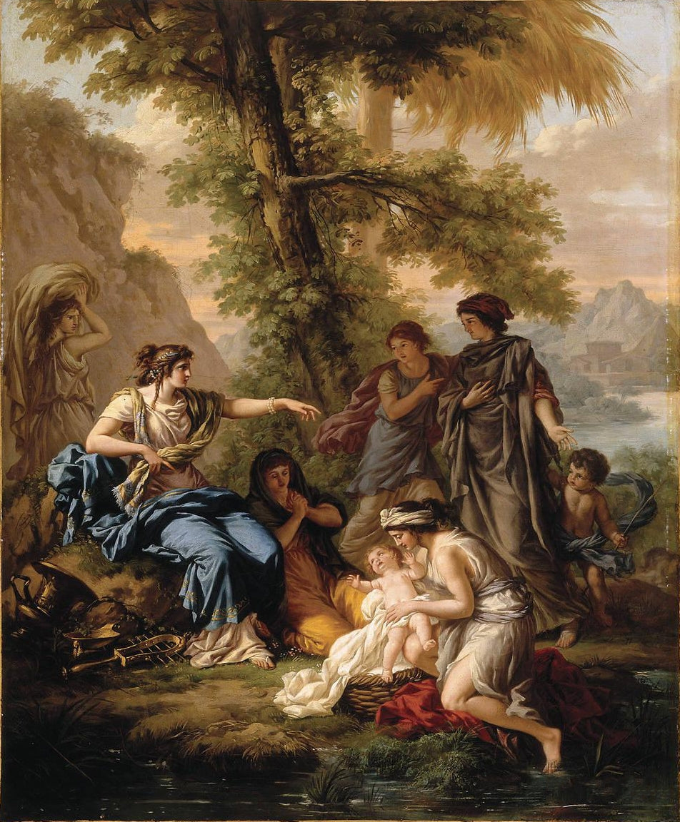 Study for Moses Saved from the Waters, vintage artwork by Jean-Jacques Lagrenee, 12x8" (A4) Poster