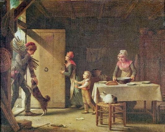 The Rustic Family, vintage artwork by Michel-Martin Drolling, 12x8" (A4) Poster