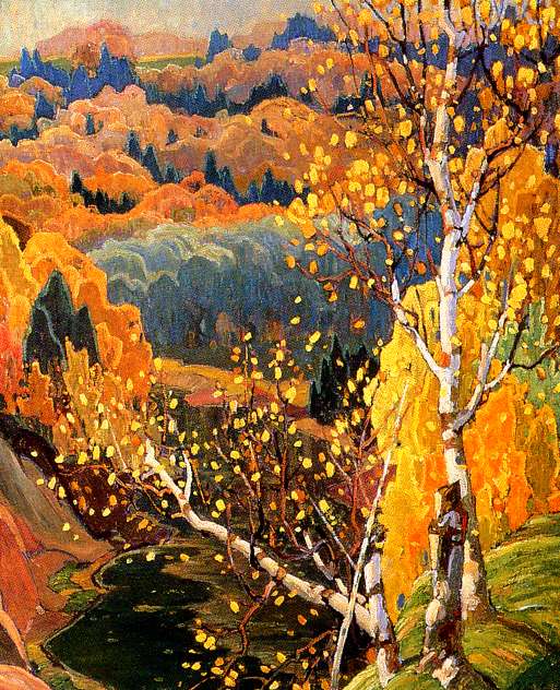 October gold, vintage artwork by Franklin Carmichael, 12x8" (A4) Poster