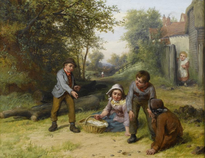 A game of stones, vintage artwork by William Bromley, III, A3 (16x12") Poster Print