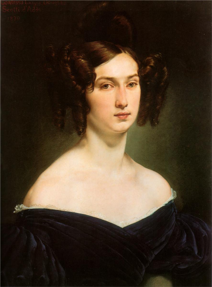 Portrait of Countess Luigia Douglas Scotti d'Adda, vintage artwork by Francesco Paolo Hayez, A3 (16x12") Poster Print