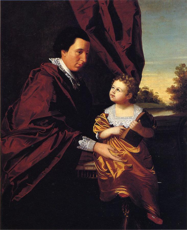 Thomas Middleton of Crowfield and His Daughter Mary, vintage artwork by Henry Benbridge, 12x8" (A4) Poster