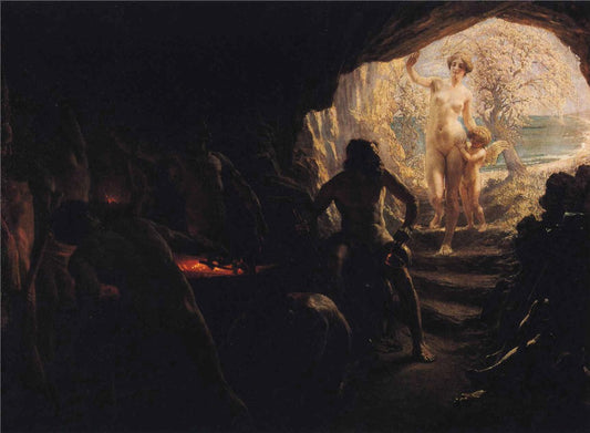 Venus Visits Vulcan, vintage artwork by Sigismund Christian Hubert Goetze, 12x8" (A4) Poster