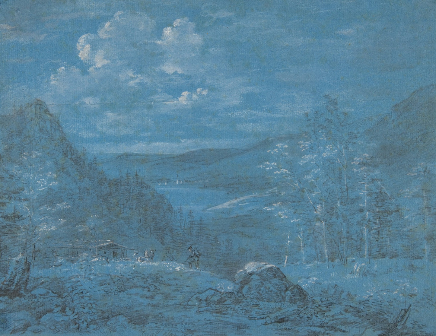 View of the Ankl-Alpe and the Schliersee, vintage artwork by Johann Georg von Dillis, 12x8" (A4) Poster