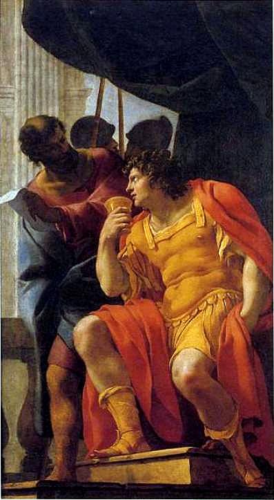 Alexander the Great and his doctor Philip of Acarnania, vintage artwork by Eustache Le Sueur, 12x8" (A4) Poster