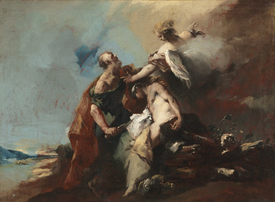 The Angels Appearing to Abraham, vintage artwork by Francesco Guardi, 12x8" (A4) Poster