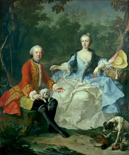 Count Giacomo Durazzo with His Wife Ernestine Aloisia Ungnad von Weissenwolff, vintage artwork by Martin van Meytens, 12x8" (A4) Poster
