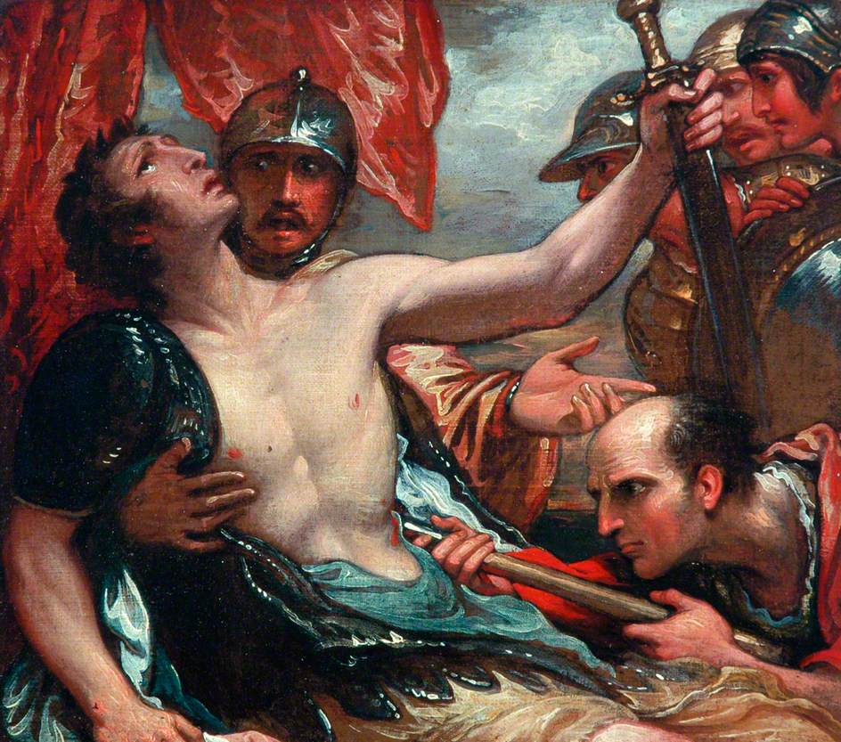 The Death of Epaminondas (study), vintage artwork by Benjamin West, 12x8" (A4) Poster