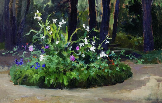 Flower Bed in the Park, vintage artwork by Alexei Stepanov, 12x8" (A4) Poster