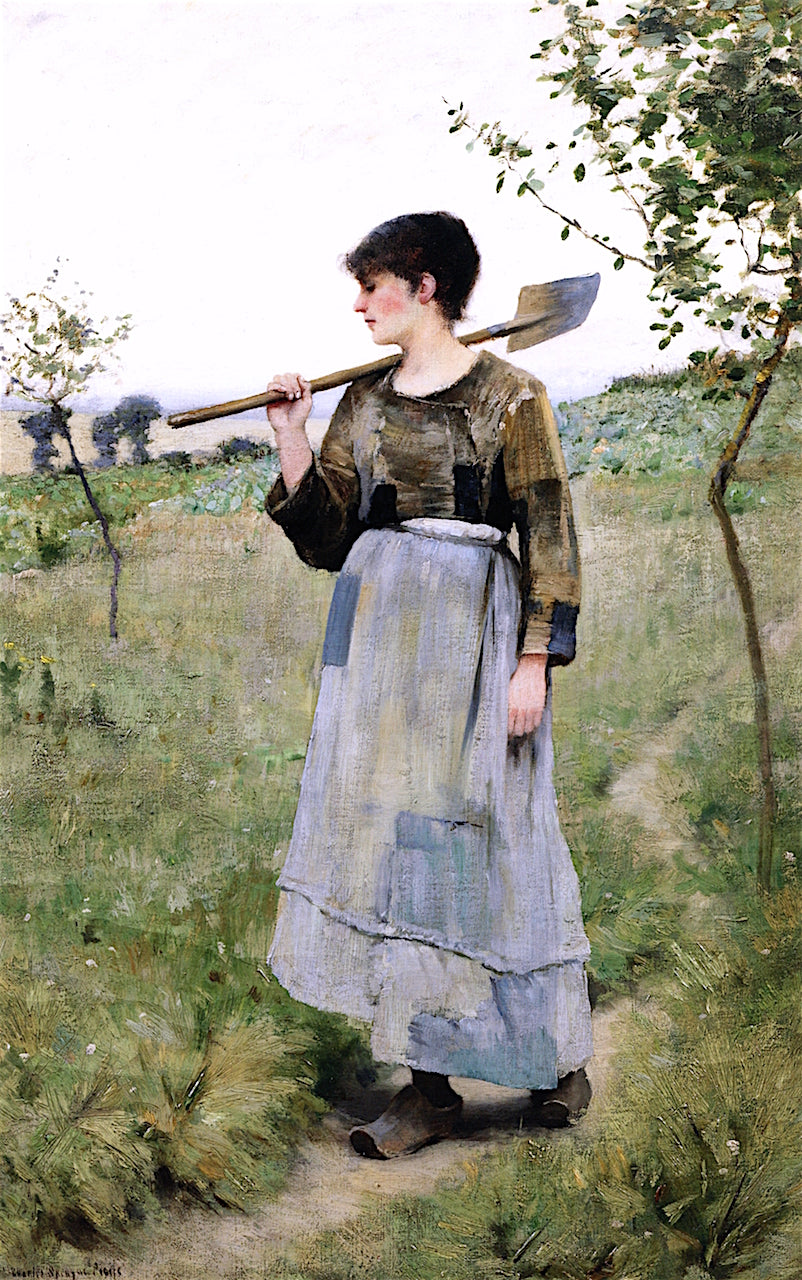 Home From the Fields, vintage artwork by Charles Sprague Pearce, 12x8" (A4) Poster
