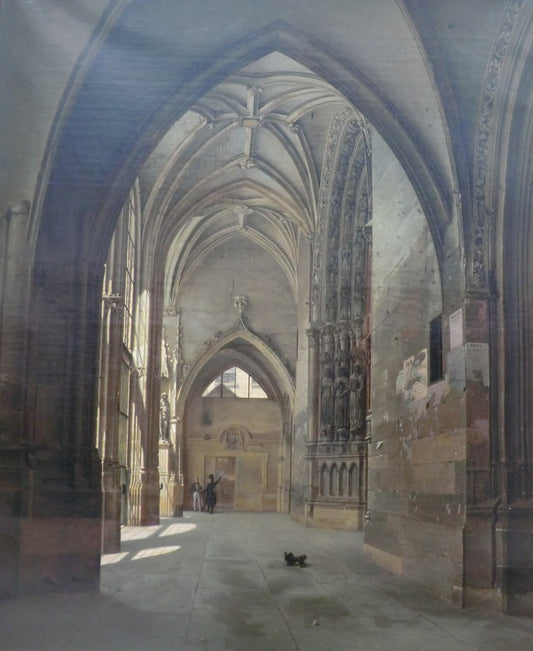 Interior View of the Church of Saint-Germain-l'Auxerrois, vintage artwork by Étienne Bouhot, 12x8" (A4) Poster