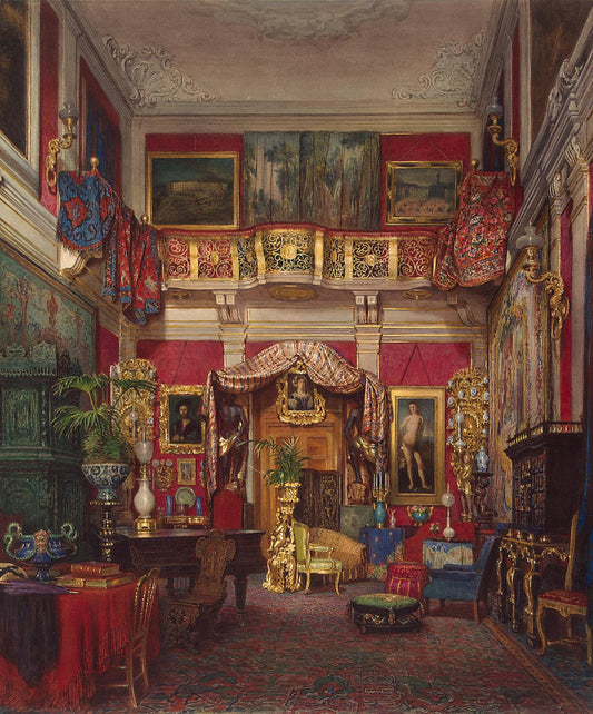 Room in the Quarto Villa, Near Florence, vintage artwork by Emmanuel Stockler, A3 (16x12") Poster Print