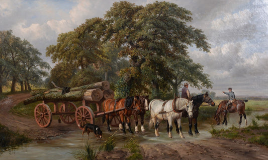 The Logging Cart, vintage artwork by James Clark, 12x8" (A4) Poster