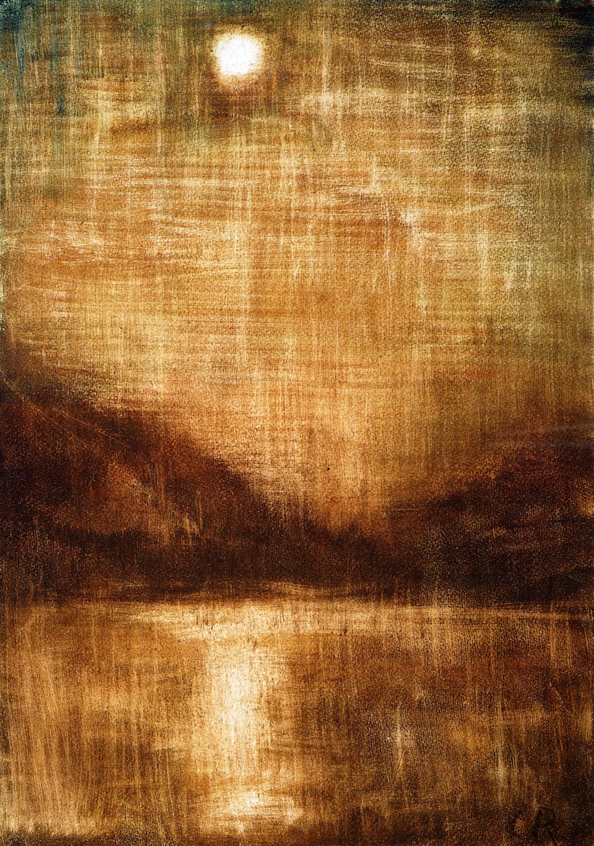 Brown Moonlight, vintage artwork by Christian Rohlfs, 12x8" (A4) Poster
