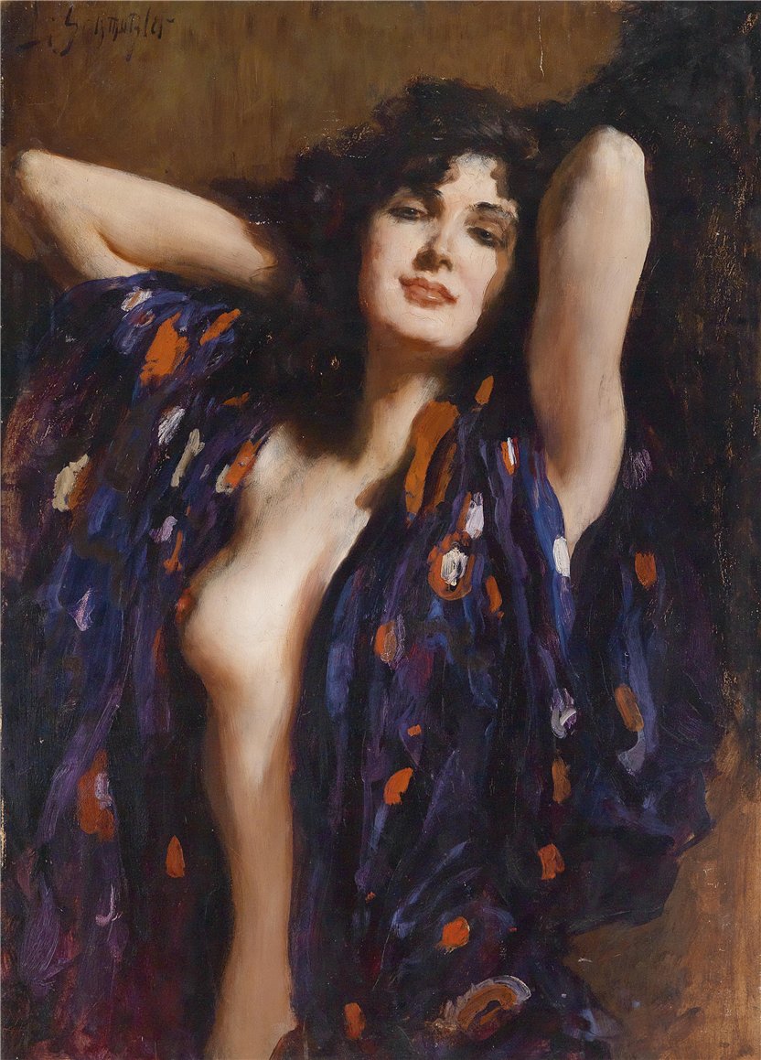 Seductive Expression, vintage artwork by Leopold Schmutzler, 12x8" (A4) Poster
