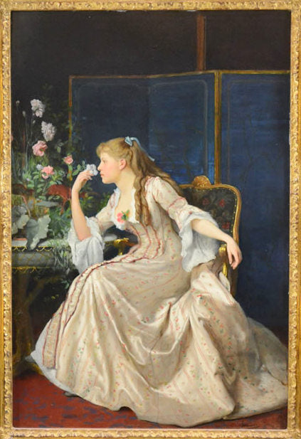 Woman in Room, vintage artwork by Auguste Serrure, 12x8" (A4) Poster