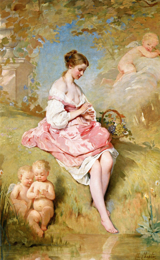 He Loves Me, He Loves Me Not, vintage artwork by Charles Chaplin, 12x8" (A4) Poster