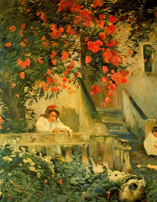 Eixida (Patio), vintage artwork by Joaquin Mir  Trinxet, 12x8" (A4) Poster