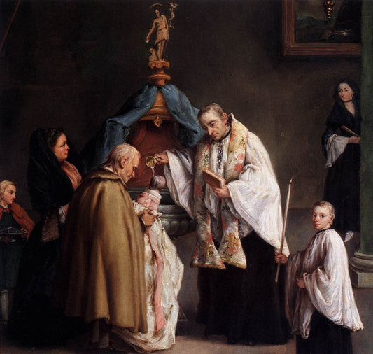 The Baptism, vintage artwork by Pietro Longhi, 12x8" (A4) Poster