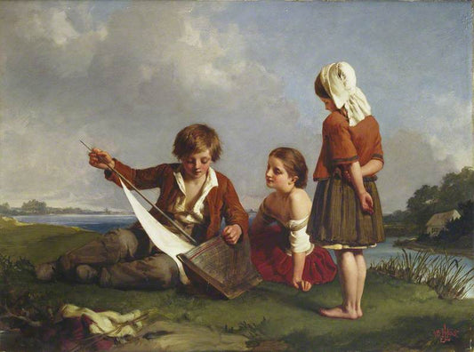 Children with a Toy Boat, vintage artwork by Henry Le Jeune, A3 (16x12") Poster Print