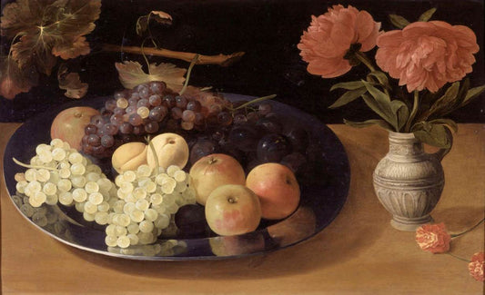 Still-Life of Grapes, Plums and Apples, vintage artwork by Jacob Foppens van Es, 12x8" (A4) Poster