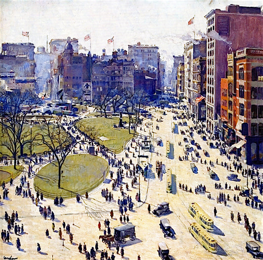 The Battery - Union Square, vintage artwork by Walter Ufer, 12x8" (A4) Poster