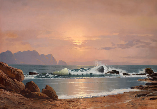 Sea at Sunset, vintage artwork by Alexei Vasilievich Hanzen, 12x8" (A4) Poster