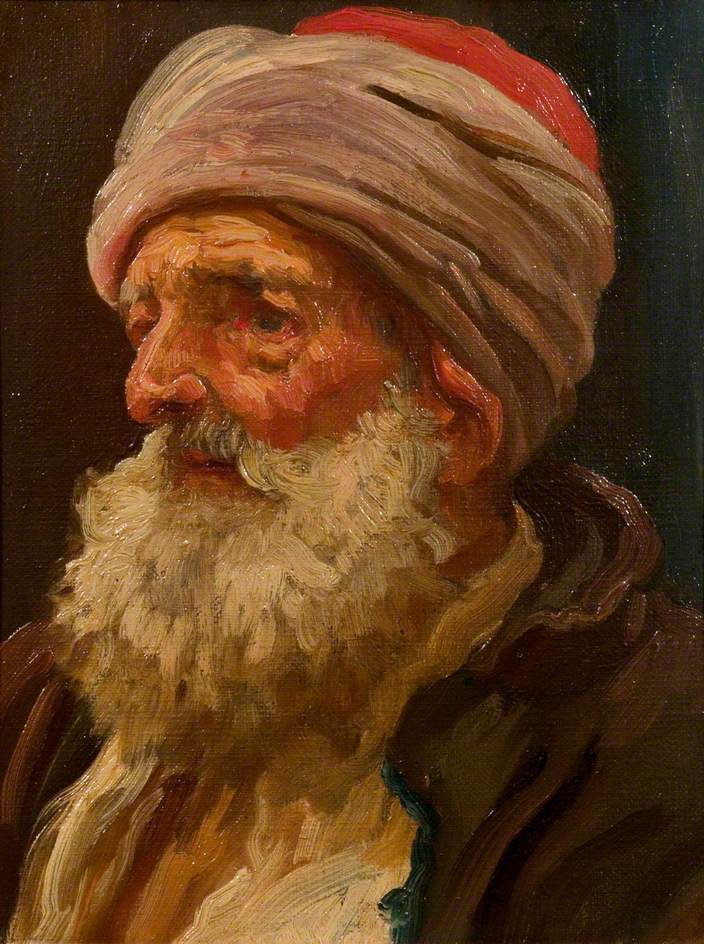 Head of an Elderly Arab, vintage artwork by Sir Frederic Lord Leighton, 12x8" (A4) Poster