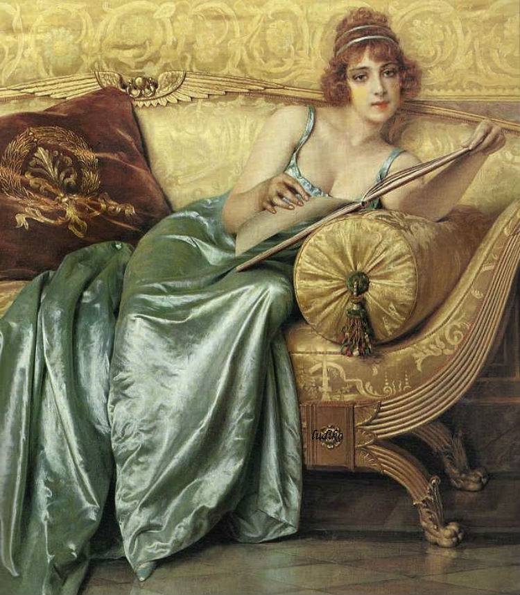 Lady of Leisure, vintage artwork by Charles Joseph Frederick Soulacroix, 12x8" (A4) Poster