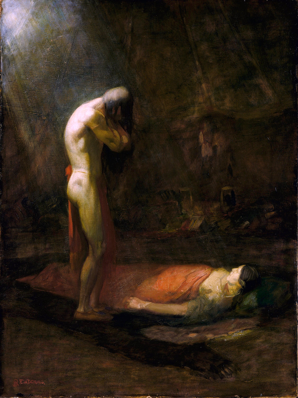 The Mourning Brave by Edwin Willard Deming,A3(16x12")Poster
