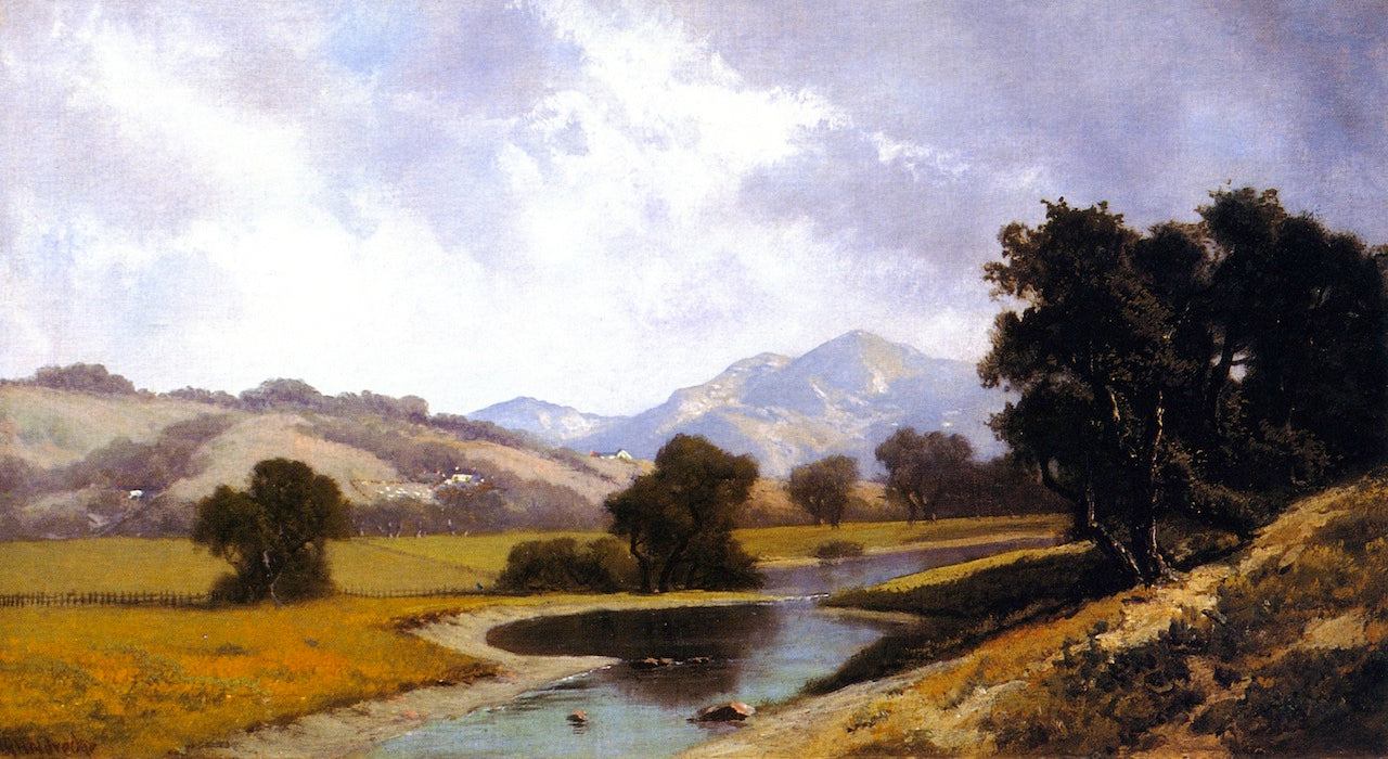 Mount Saint Helena from Redwood Creek, Sonoma County, California, vintage artwork by Ransome Gillett Holdredge, 12x8" (A4) Poster