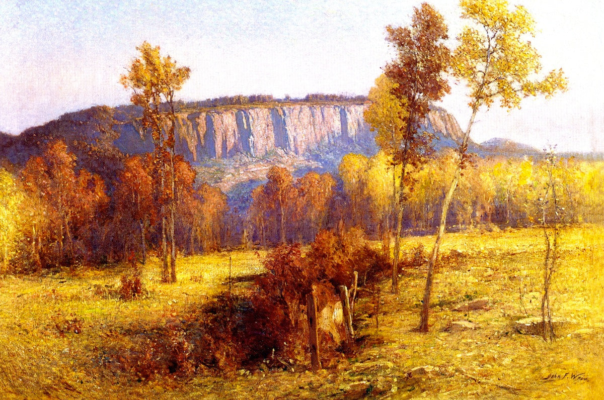 East Rock, New Haven, vintage artwork by John Ferguson Weir, 12x8" (A4) Poster