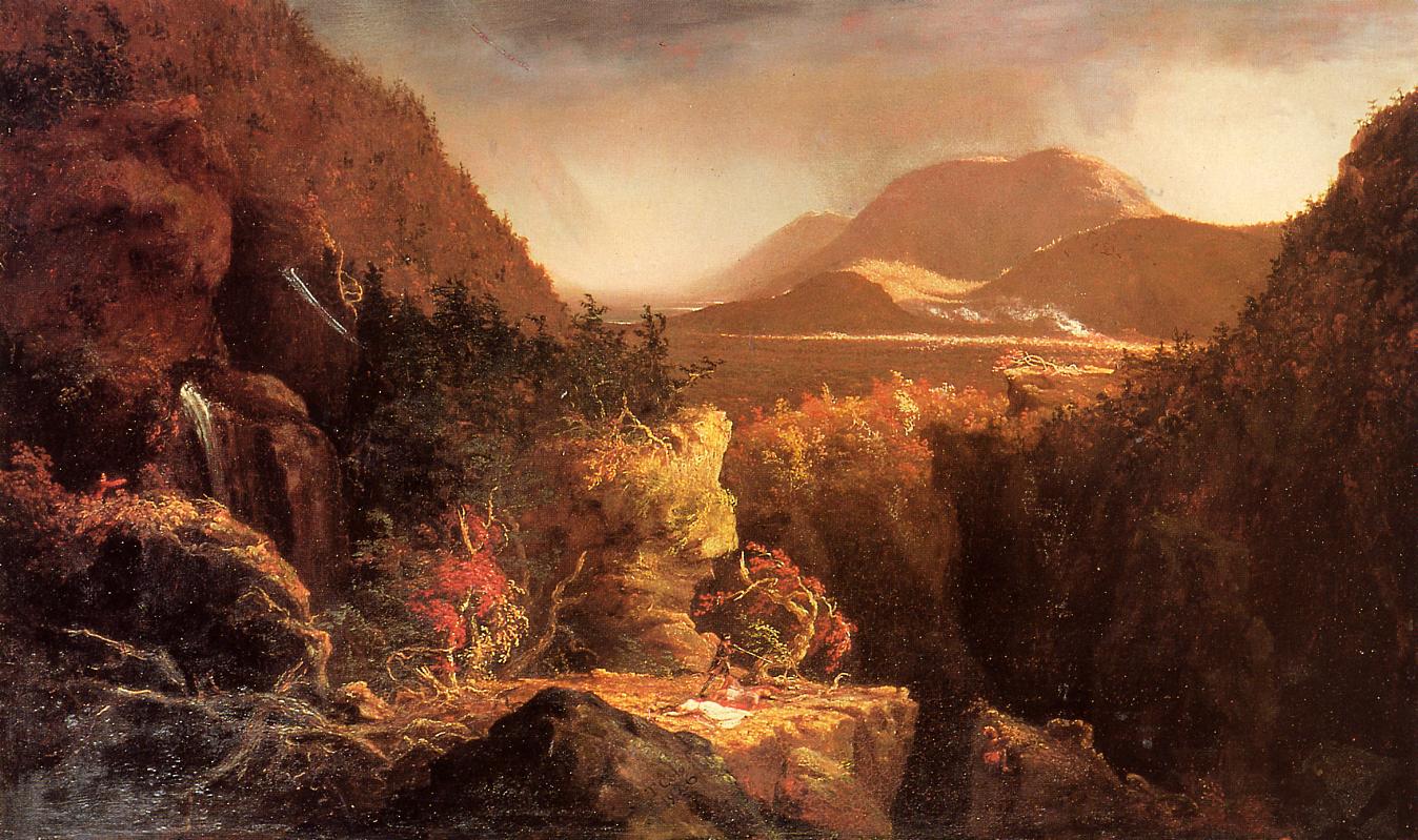 Landscape with Figures: A Scene from 'The Last of the Mohicans', vintage artwork by Thomas Cole, A3 (16x12") Poster Print