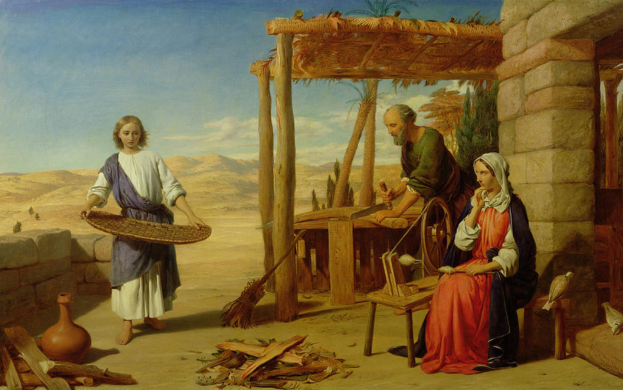 Our Saviour, Subject to His Parents at Nazareth (The Youth of Our Lord), vintage artwork by John Rogers Herbert, A3 (16x12") Poster Print