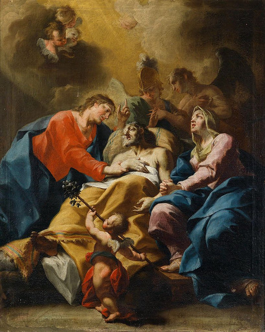 Death of Holy Joseph, vintage artwork by Bartholomäus Altomonte, 12x8" (A4) Poster
