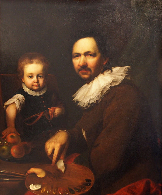 Self-portrait with Daughter, vintage artwork by Jan Kupecky, 12x8" (A4) Poster
