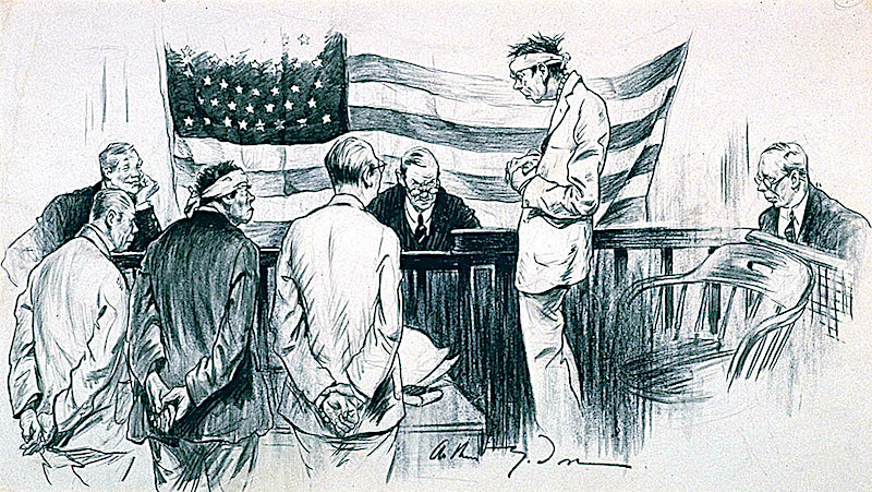 The Court Room Scene, vintage artwork by Arthur Dove, 12x8" (A4) Poster