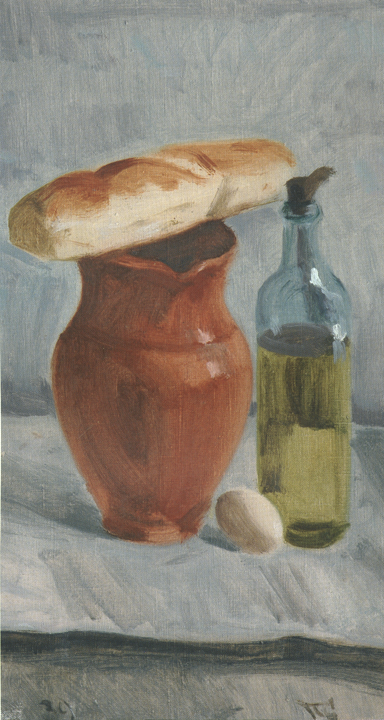 Still Life with Jug and Bottle, vintage artwork by Vladimir Grinberg, 12x8" (A4) Poster