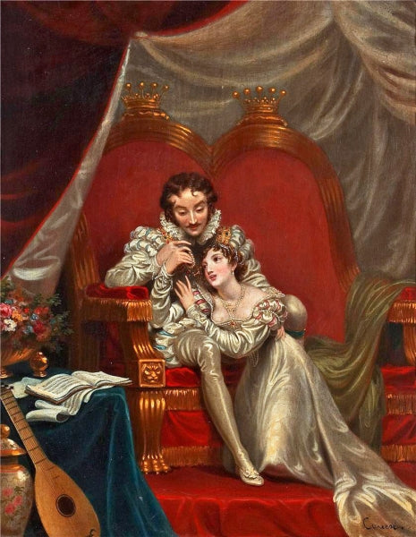 The Earl of Leicester and Amy Robsart, vintage artwork by John Cawse, 12x8" (A4) Poster