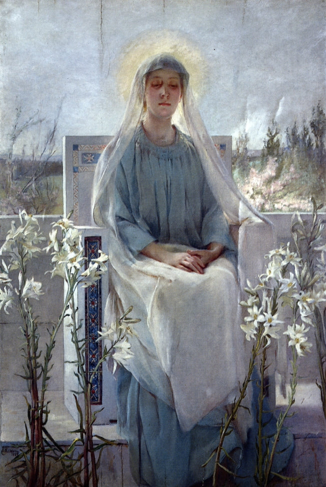 Meditation of the Holy Virgin, vintage artwork by Sarah Paxton Bell Dodson, 12x8" (A4) Poster