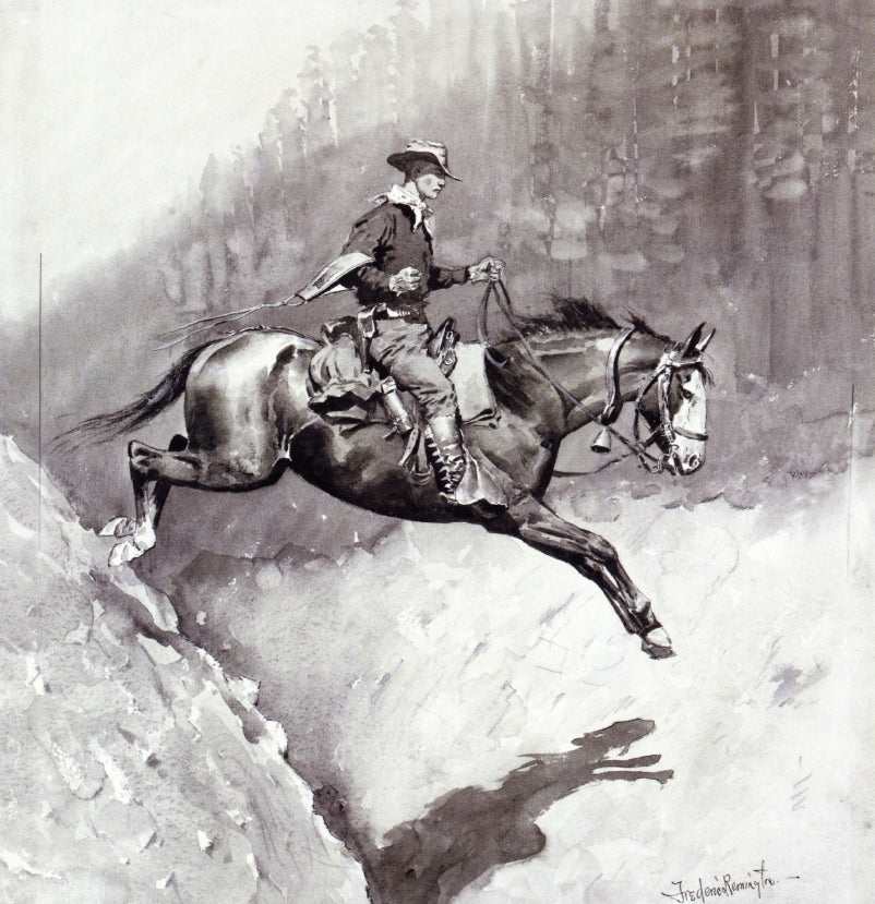 The Bell-Mare Over a Bad Place by Frederic Remington,A3(16x12")Poster