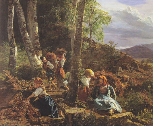 Brushwood Collectors in the Wienerwald, vintage artwork by Ferdinand Georg Waldmüller, A3 (16x12") Poster Print