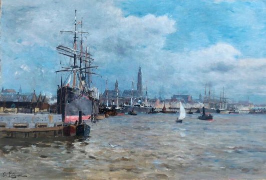 Le port d'Anvers by Henri Alphonse Barnoin,16x12(A3) Poster