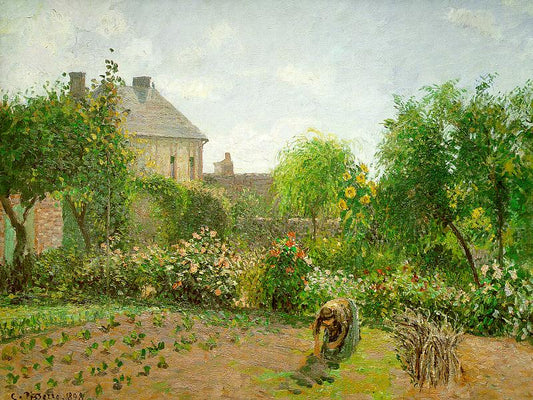 The Artist's Garden at Eragny, vintage artwork by Camille Pissarro, 12x8" (A4) Poster