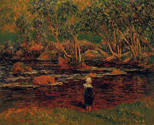 A Ford, Pont-Aven River, vintage artwork by Henry Moret, 12x8" (A4) Poster