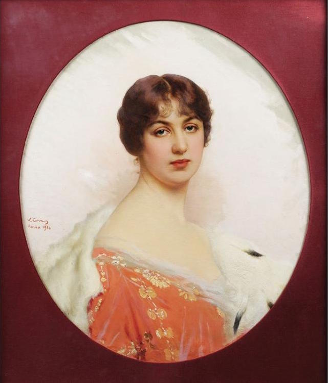 ortrait of a Lady with a Fur Stole by Vittorio Matteo Corcos,A3(16x12")Poster
