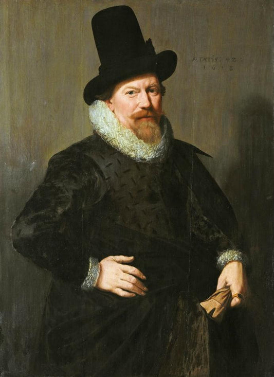 Portrait of Jan Martsz. Merens (1574-1642), vintage artwork by Jacob Waben, 12x8" (A4) Poster