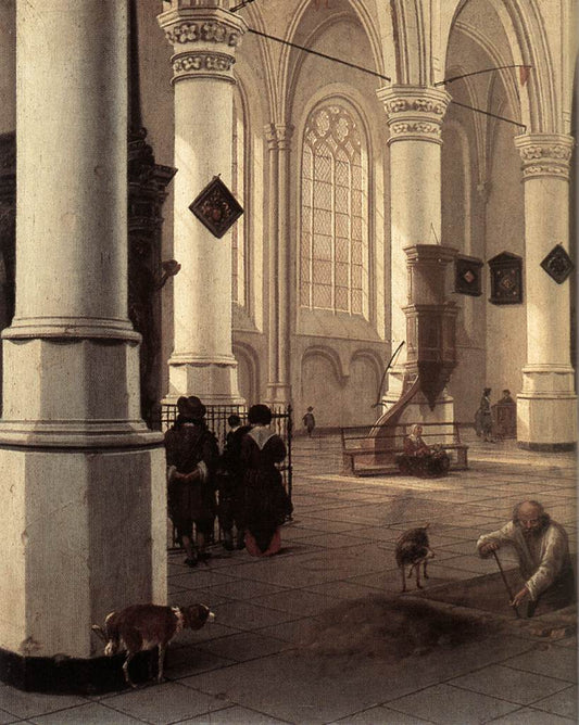 Interior of the Nieuwe Kerk at Delft, vintage artwork by Hendrick Cornelisz van Vliet, 12x8" (A4) Poster